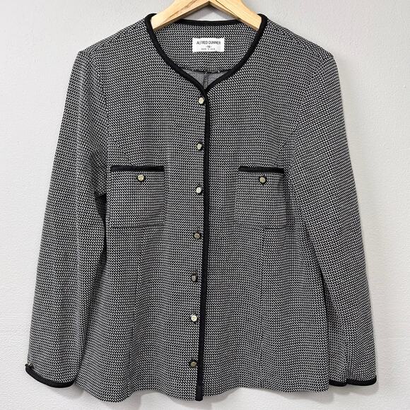 Vintage Alfred Dunner Sweater Jacket Sz 14‎ Check Double Knit Retro Mod Twee - Picture 1 of 11
